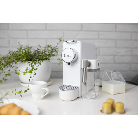 Капсульная кофемашина с капучинатором BIVIO BV38 Plus White/Silver
