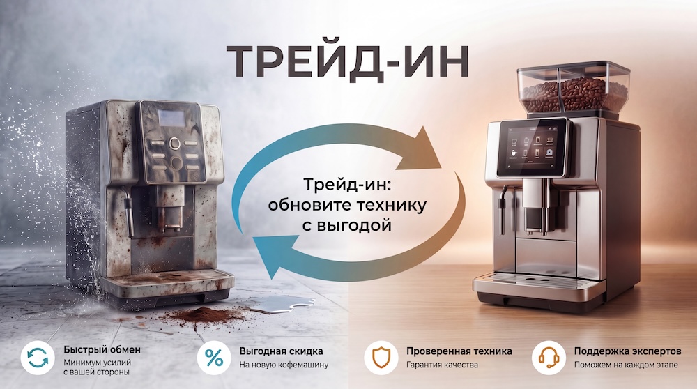 Предложение ТРЕЙД-ИН на кофейные и торговые аппараты в Проф-Вендинг ТРЕЙД-ИН на вендинговые аппараты: кофемашины, торговые и кофейные автоматы